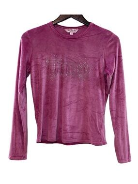 Juicy Couture Velour Long Sleeve Sleepwear Top Rhinestone Logo Pink Size Medium